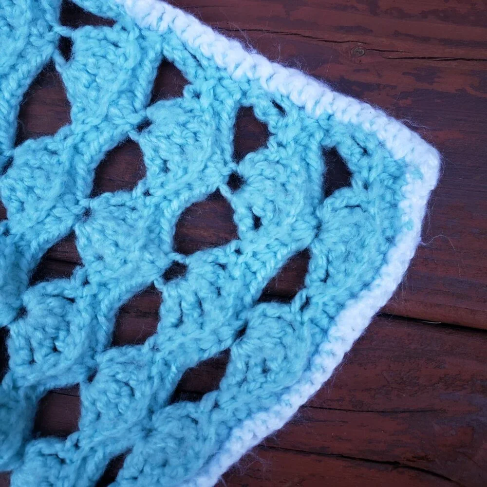 Blue Shade and White- Handmade Throw/Lap Blanket
